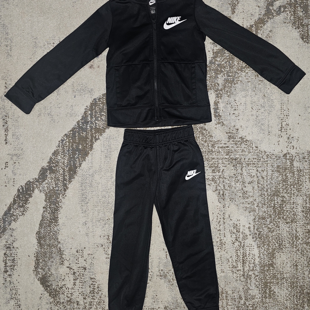 Nike Black Kids Zip Jacket & Joggers Set with White Logo
